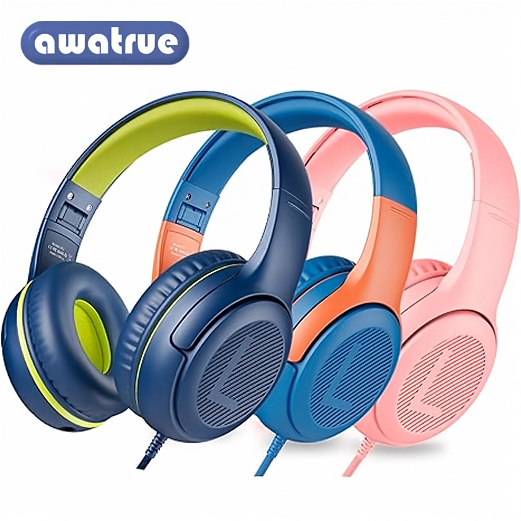 1/2/3Pcs AWATRUE AT2 Kids Headphones Wired Toddler Headsets with Mic Over-Ear Headphone Foldable on-Ear Design for PC,Laptop NUBWO Audio Store