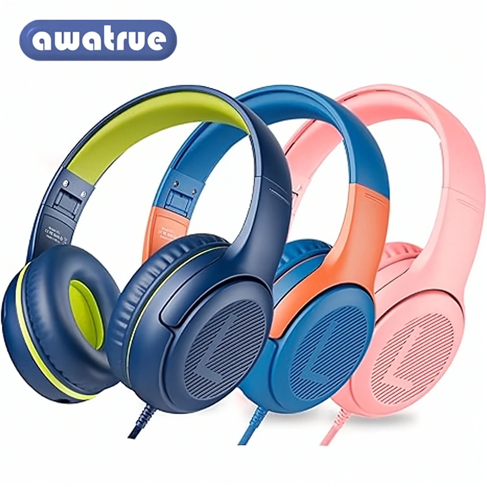 1/2/3Pcs AWATRUE AT2 Kids Headphones Wired Toddler Headsets with Mic Over-Ear Headphone Foldable on-Ear Design for PC,Laptop NUBWO Audio Store