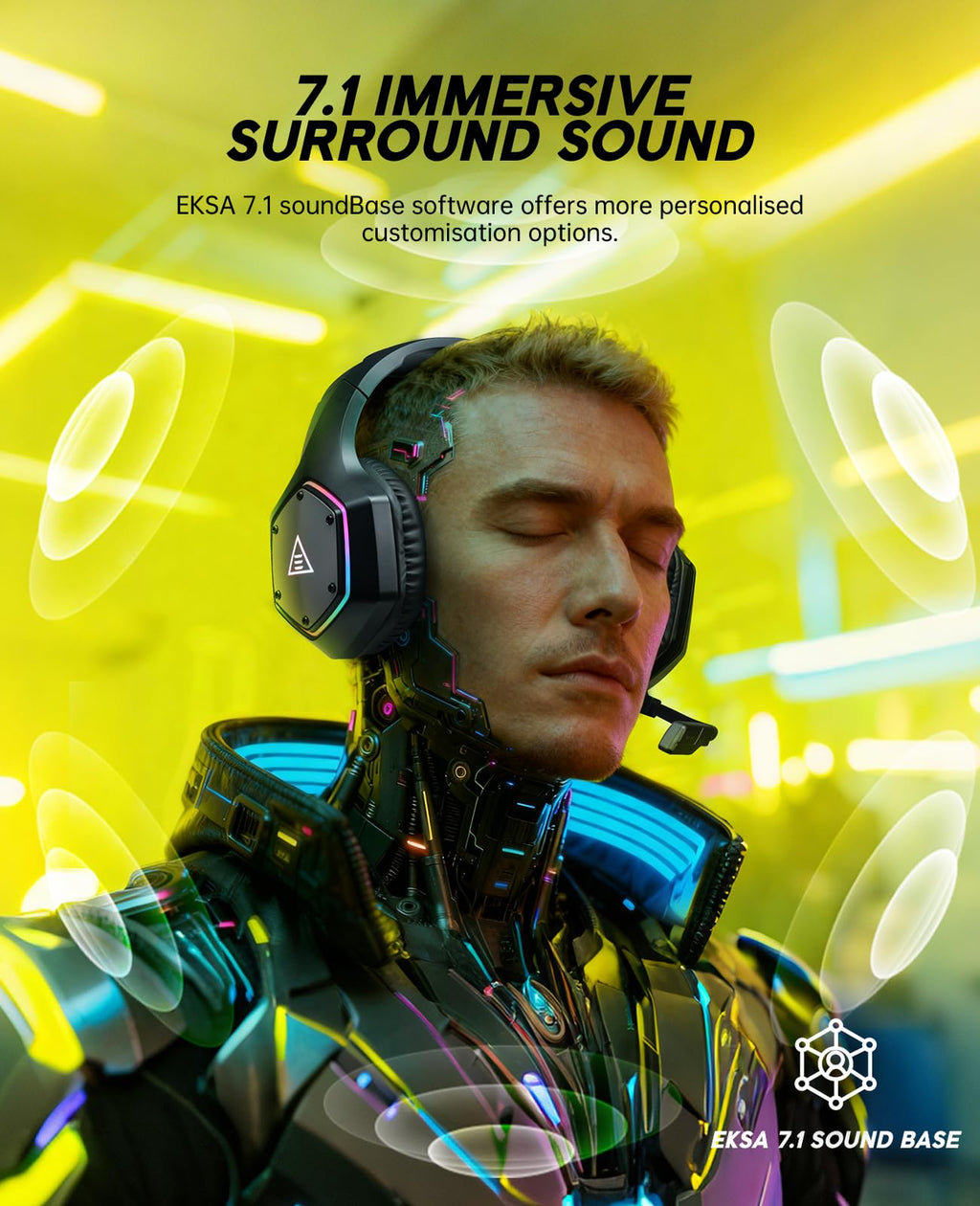 EKSA 2.4GHz Wireless Gaming Headset for PS5,PS4,PC,Switch,Mobile,Mac, Bluetooth Gaming Headphones with ENC Microphone, RGB, 20ms Latency, 120H Battery, 7.1 Surround Sound, 3.5mm Cable Black Silver ZackShop