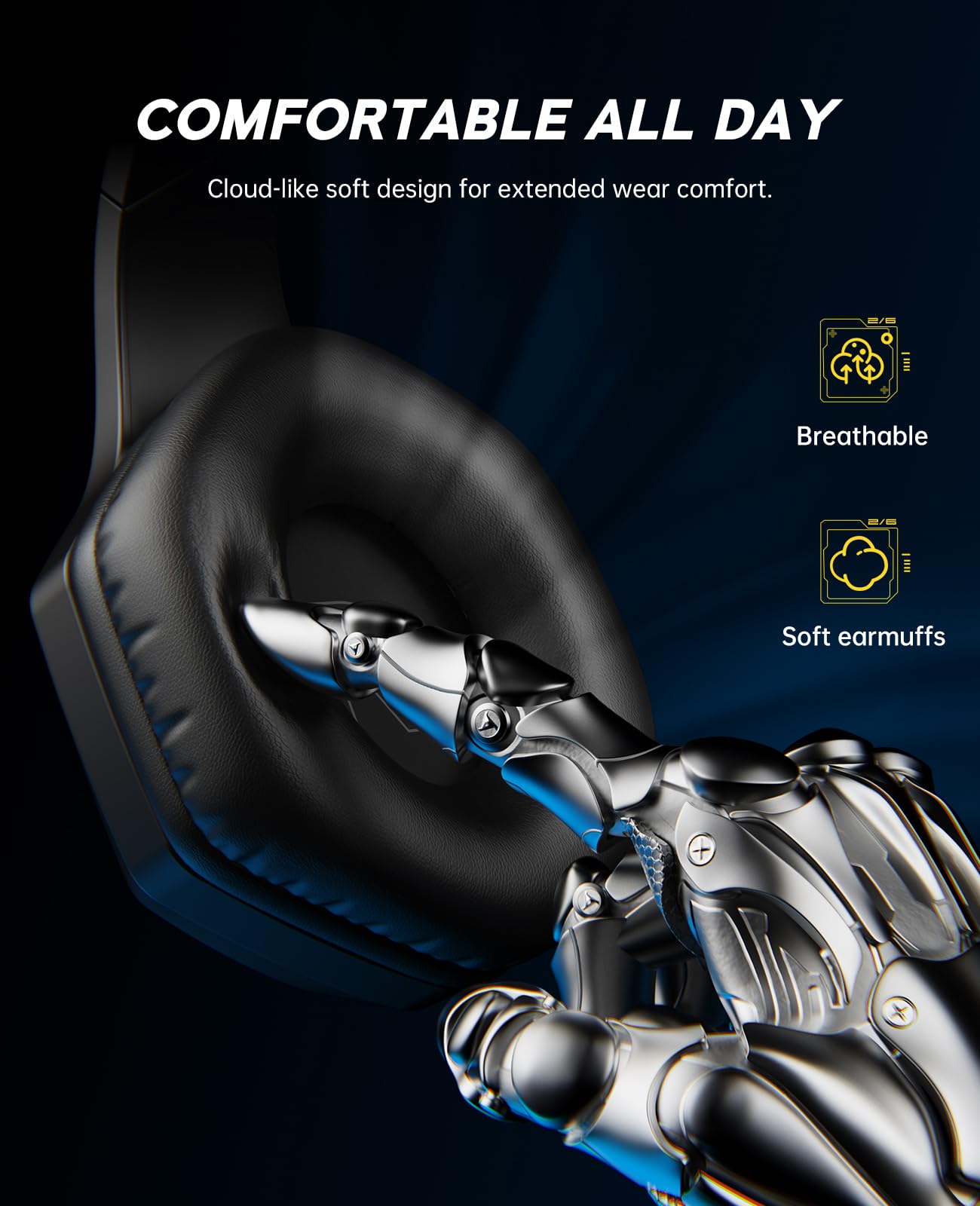 EKSA 2.4GHz Wireless Gaming Headset for PS5,PS4,PC,Switch,Mobile,Mac, Bluetooth Gaming Headphones with ENC Microphone, RGB, 20ms Latency, 120H Battery, 7.1 Surround Sound, 3.5mm Cable Black Silver ZackShop