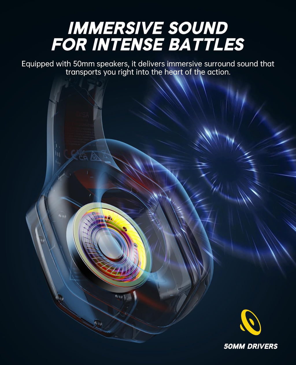 EKSA 2.4GHz Wireless Gaming Headset for PS5,PS4,PC,Switch,Mobile,Mac, Bluetooth Gaming Headphones with ENC Microphone, RGB, 20ms Latency, 120H Battery, 7.1 Surround Sound, 3.5mm Cable Black Silver ZackShop