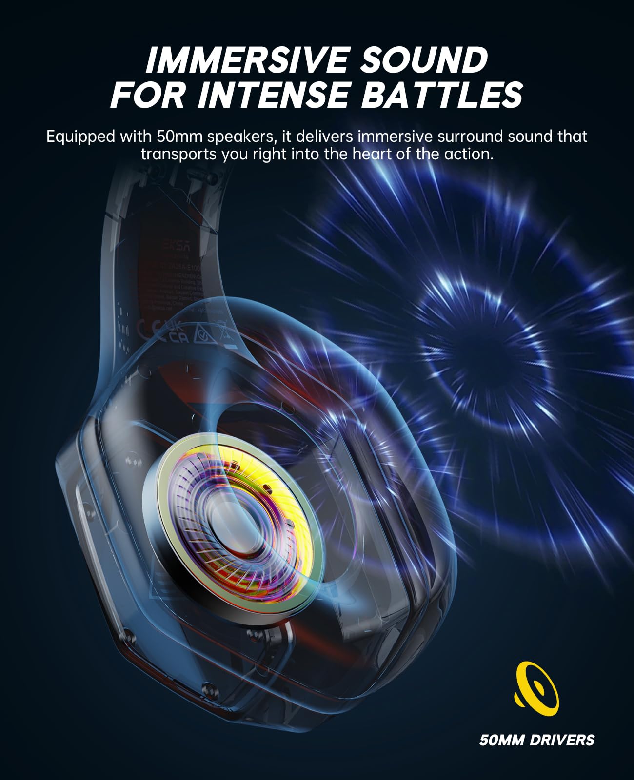 EKSA 2.4GHz Wireless Gaming Headset for PS5,PS4,PC,Switch,Mobile,Mac, Bluetooth Gaming Headphones with ENC Microphone, RGB, 20ms Latency, 120H Battery, 7.1 Surround Sound, 3.5mm Cable Black Silver ZackShop