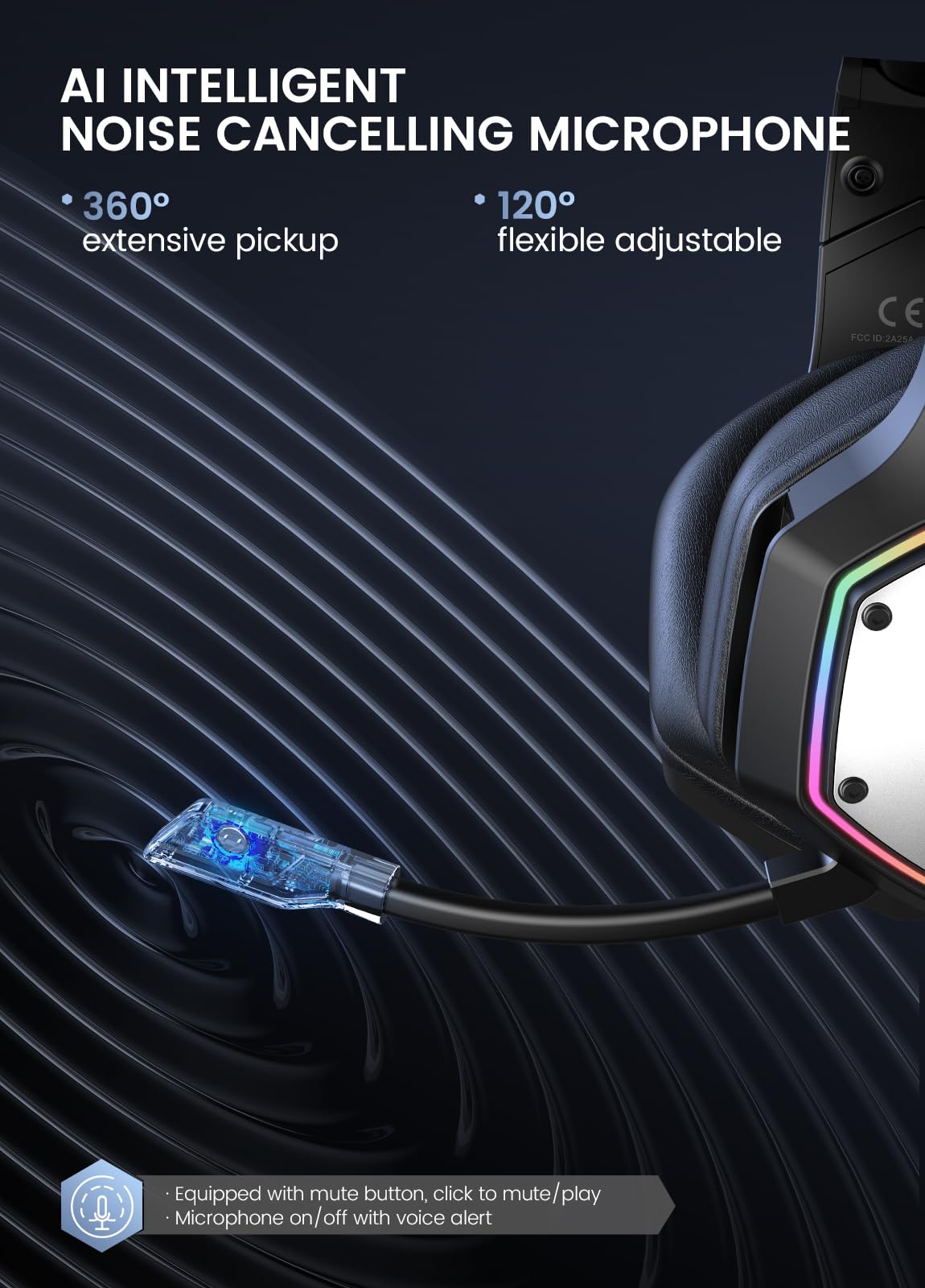 EKSA 2.4GHz Wireless Gaming Headset for PS5,PS4,PC,Switch,Mobile,Mac, Bluetooth Gaming Headphones with ENC Microphone, RGB, 20ms Latency, 120H Battery, 7.1 Surround Sound, 3.5mm Cable Black Silver ZackShop
