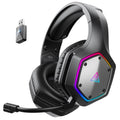 EKSA 2.4GHz Wireless Gaming Headset for PS5,PS4,PC,Switch,Mobile,Mac, Bluetooth Gaming Headphones with ENC Microphone, RGB, 20ms Latency, 120H Battery, 7.1 Surround Sound, 3.5mm Cable Black Silver ZackShop