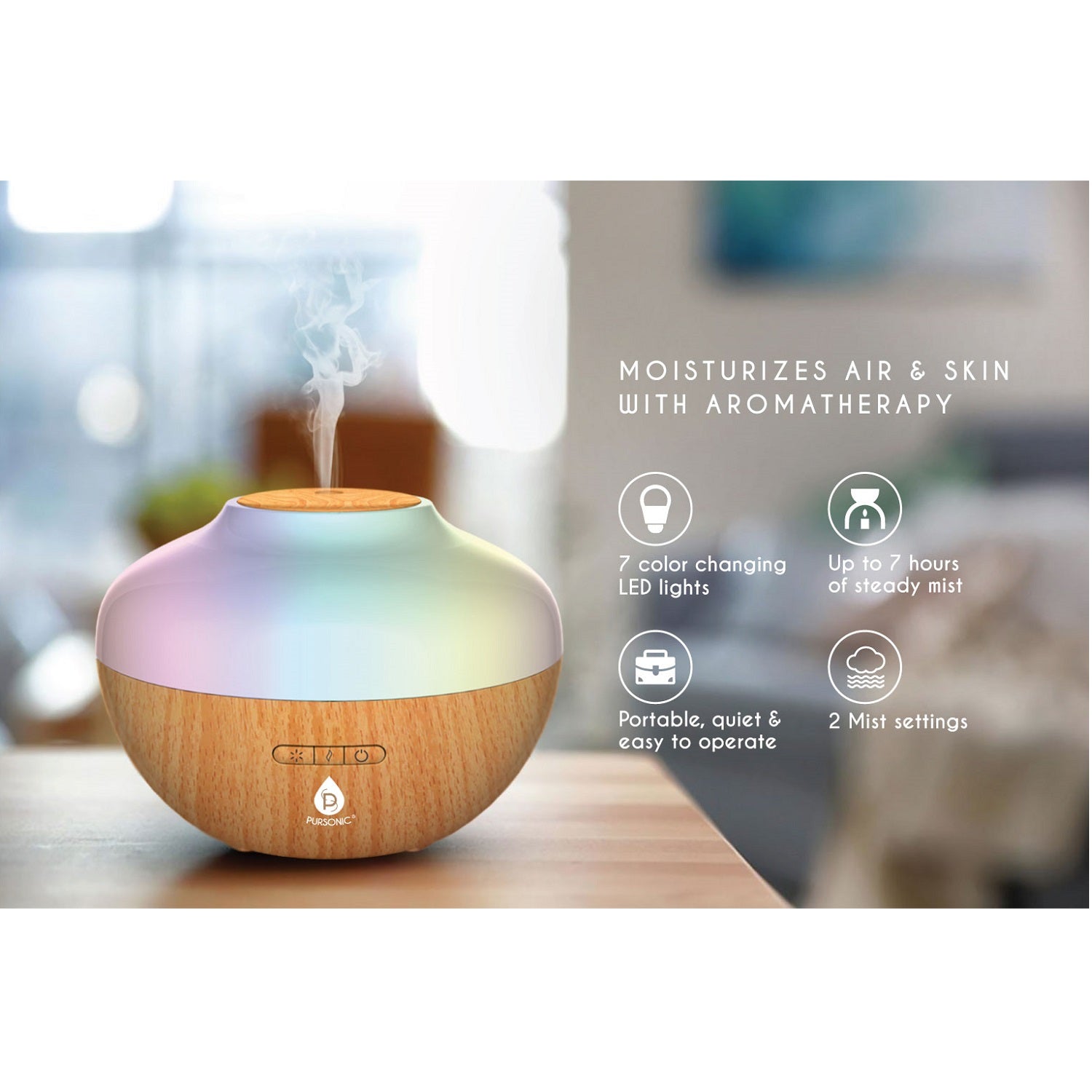Pursonic Ultimate Wellness Bundle: Air Purifier, Diffuser & Essential Oils Set Pursonic