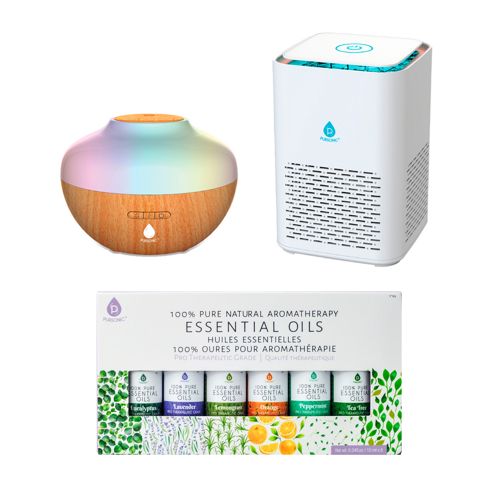 Pursonic Ultimate Wellness Bundle: Air Purifier, Diffuser & Essential Oils Set Pursonic