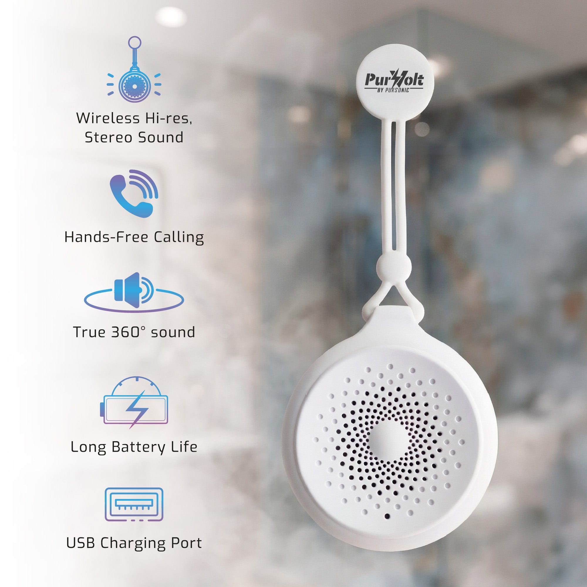 Pursonic Peak Wireless Speaker & Pursonic Waterproof Wireless Speaker Bundle – 360° Hi-Res Sound Anywhere, Anytime Pursonic