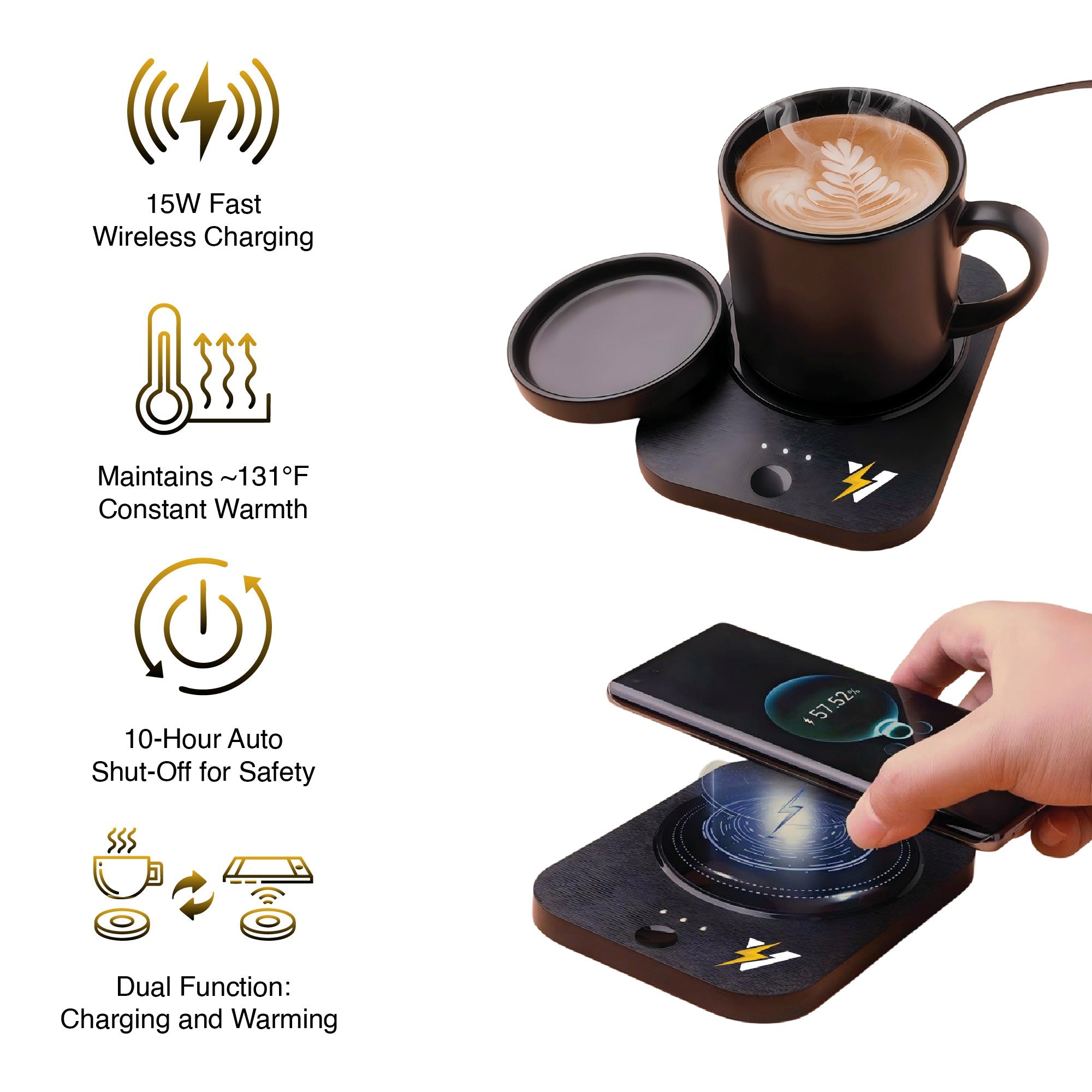 Sip & Charge 2-in-1 Wireless Charger & Mug Warmer Pursonic