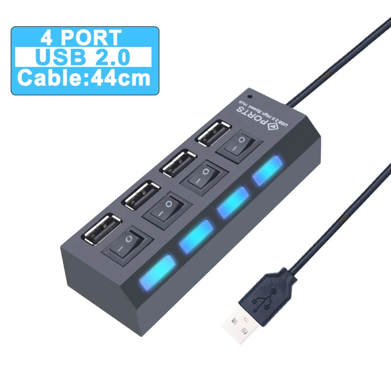 USB Hub 3.0 Hub USB 3 USB 2.0 Multi USB Splitter Power Adapter 4/7 Port Multiple Expander 2.0 with Switch for PC Accessories YUANRURU Store