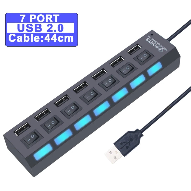 USB Hub 3.0 Hub USB 3 USB 2.0 Multi USB Splitter Power Adapter 4/7 Port Multiple Expander 2.0 with Switch for PC Accessories YUANRURU Store