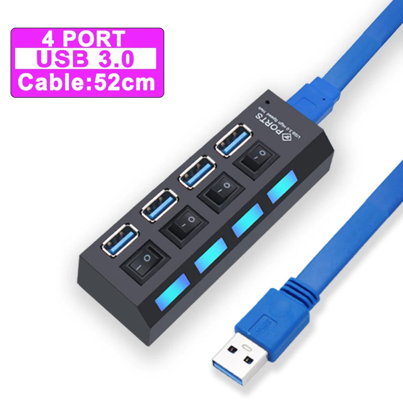 USB Hub 3.0 Hub USB 3 USB 2.0 Multi USB Splitter Power Adapter 4/7 Port Multiple Expander 2.0 with Switch for PC Accessories YUANRURU Store