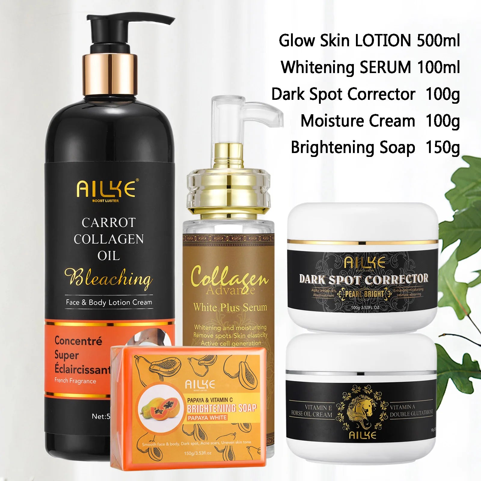 AILKE Collagen 5 in 1 Skin Care Kit, Restore Skin Elasticity, Smooth Skin, Brighten, Even Skin Tone, For Face And Body Use Set AILKE Store