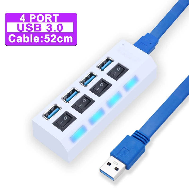 USB Hub 3.0 Hub USB 3 USB 2.0 Multi USB Splitter Power Adapter 4/7 Port Multiple Expander 2.0 with Switch for PC Accessories YUANRURU Store