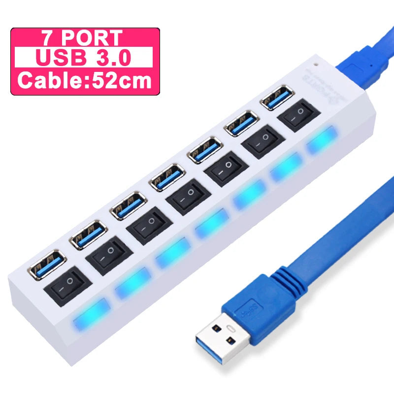 USB Hub 3.0 Hub USB 3 USB 2.0 Multi USB Splitter Power Adapter 4/7 Port Multiple Expander 2.0 with Switch for PC Accessories YUANRURU Store