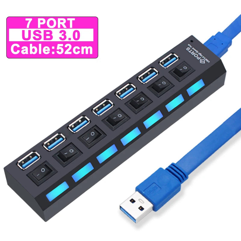 USB Hub 3.0 Hub USB 3 USB 2.0 Multi USB Splitter Power Adapter 4/7 Port Multiple Expander 2.0 with Switch for PC Accessories YUANRURU Store