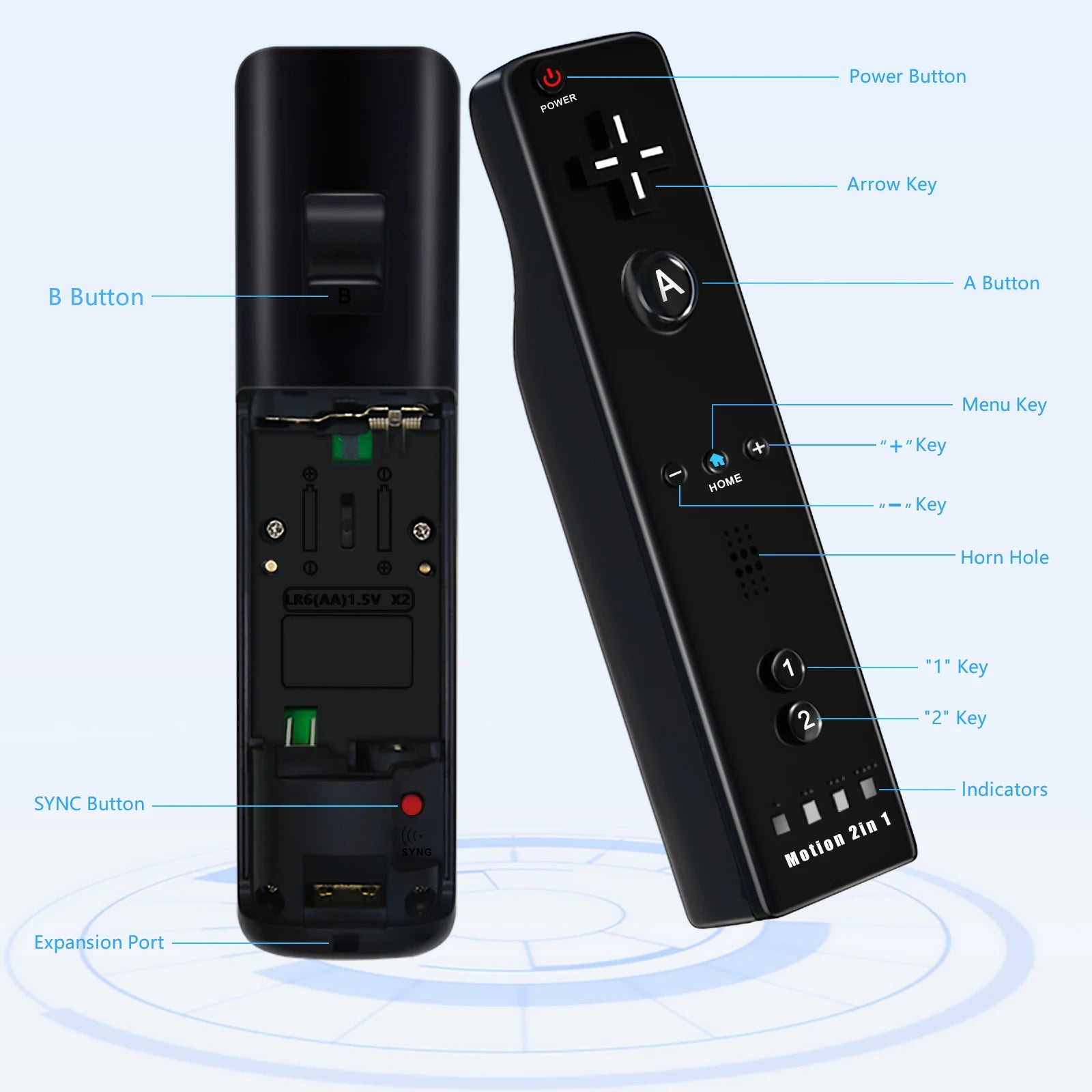 For Nintendo Wii/Wii U Joystick 2 in 1 Controller Set Wireless Remote Gamepad Motion Plus with Silicone Case Video Game GAMEPADS Store