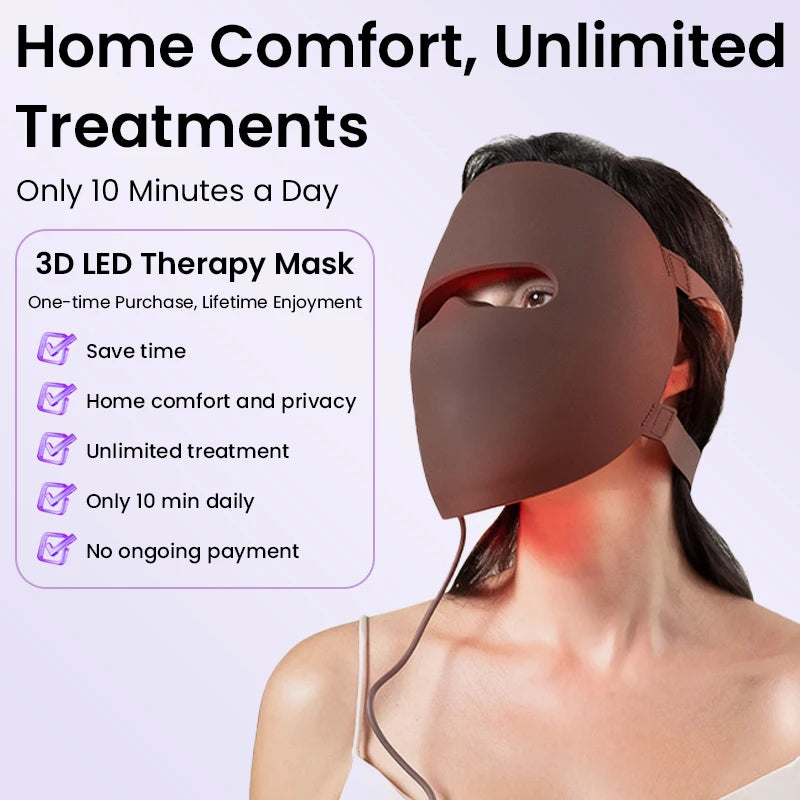 3D 4 Colors LED Facial Mask Red Light Therapy Mask Skin Rejuvenation Photon Anti Acne Wrinkle Face Lifting Firm Beauty Care KEMOKO Beauty Store