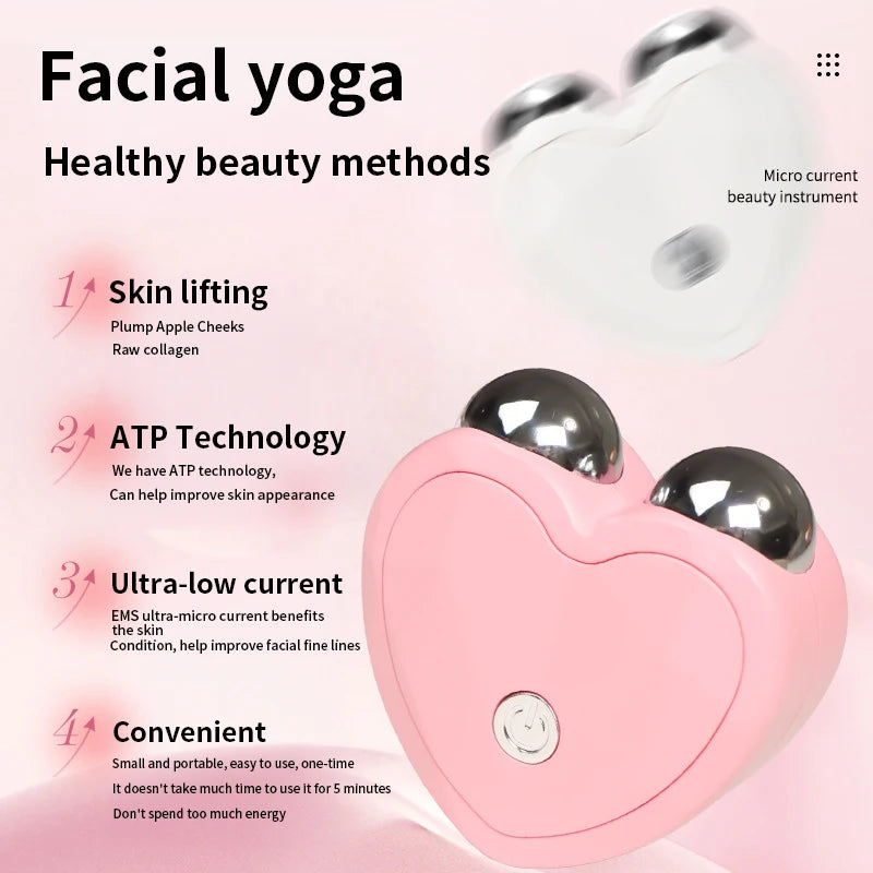 3D Microcurrent Electric Face Massager Lift Roller Mini Facial Lifting Device Sonic Vibration Skin Tighten Massage Beauty Care KEMOKO Beauty Store