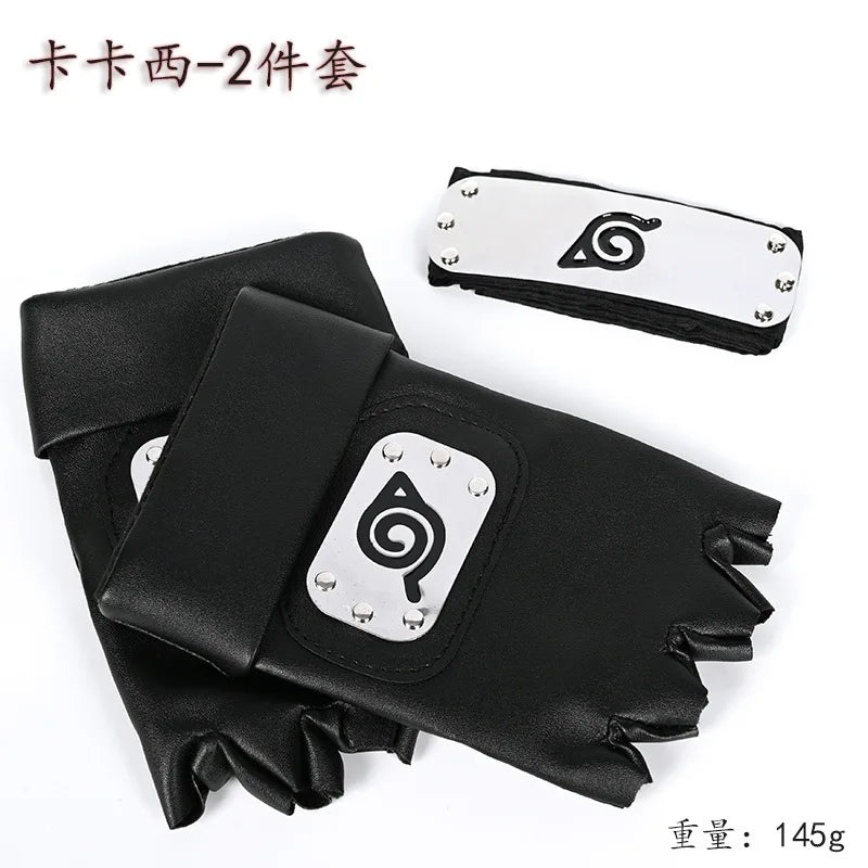 Ninja Set Combination Assembly Flag Maple Roleplaying Kakashi Gloves Kunai Forehead Protector Bandana Performance Costume cos school party Store