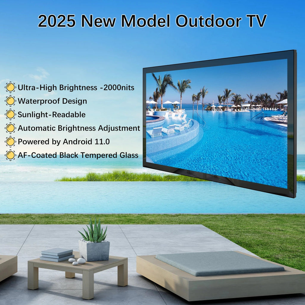 Soulaca 55-inch Waterproof Smart Android Outdoor TV 2000nits Full Sun TV 4K Dolby Atmos HDR 10 Weatherproof Television Support Soulaca INC Store