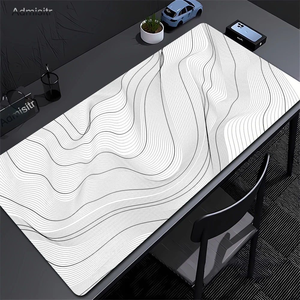 XXL Desk Mat Black And White Strata Liquid Mousepad Large Abstract Mouse Pad Gaming Deskmat With Lockedge Office Non-slip Carpet Admisitr Gaming Mouse Pad Store