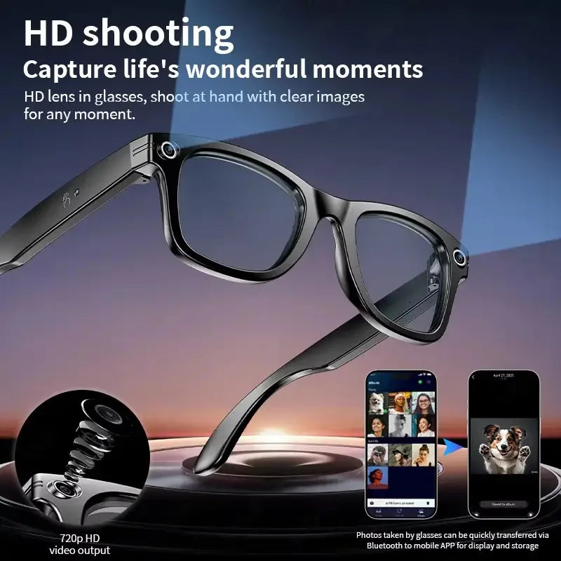 AI Smart Glasses with 8MP Camera Video Recording 100+ Languages Translation Sunglasses Bluetooth Call Music Play Men Women 2025 GUHUAVMI Smart Watch Direct Sales Factory Store