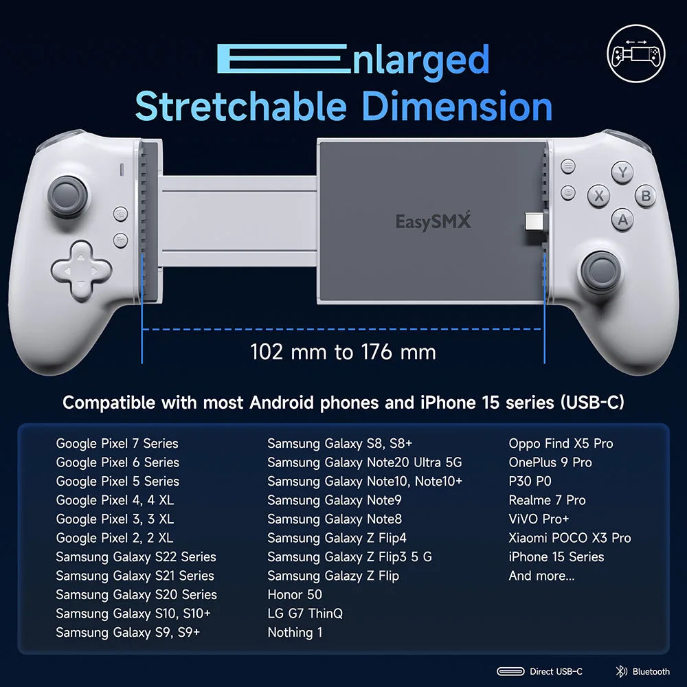 EasySMX M15 Mobile Phone Gamepad Type C Hall Mechanical Controller for Android Phone iPhone 15/16 Cloud Gaming Xbox Game Pass EASYSMX Official Store