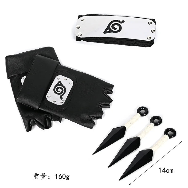 Ninja Set Combination Assembly Flag Maple Roleplaying Kakashi Gloves Kunai Forehead Protector Bandana Performance Costume cos school party Store