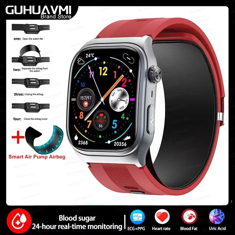 2025 New Medical Grade Air Pump Airbag ECG+PPG Smart Watches Men Women Blood Pressure Glucose Heart rate Bluetooth Call Bracelet GUHUAVMI High-End Smart Wear Store