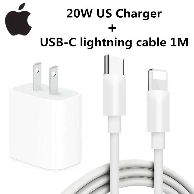 Original USB-C Power Adapter for iPhone, Type C Fast Charger, Apple Cable for iPhone 14, 13 Plus, 17, 16, 15, Mini Pro Max, 20W,