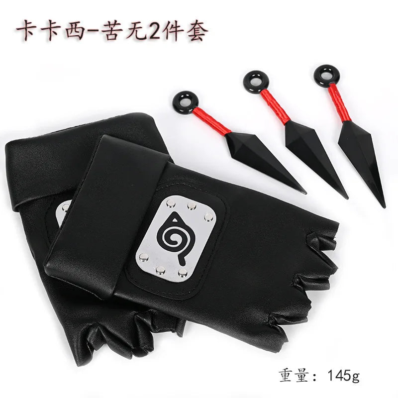 Ninja Set Combination Assembly Flag Maple Roleplaying Kakashi Gloves Kunai Forehead Protector Bandana Performance Costume cos school party Store