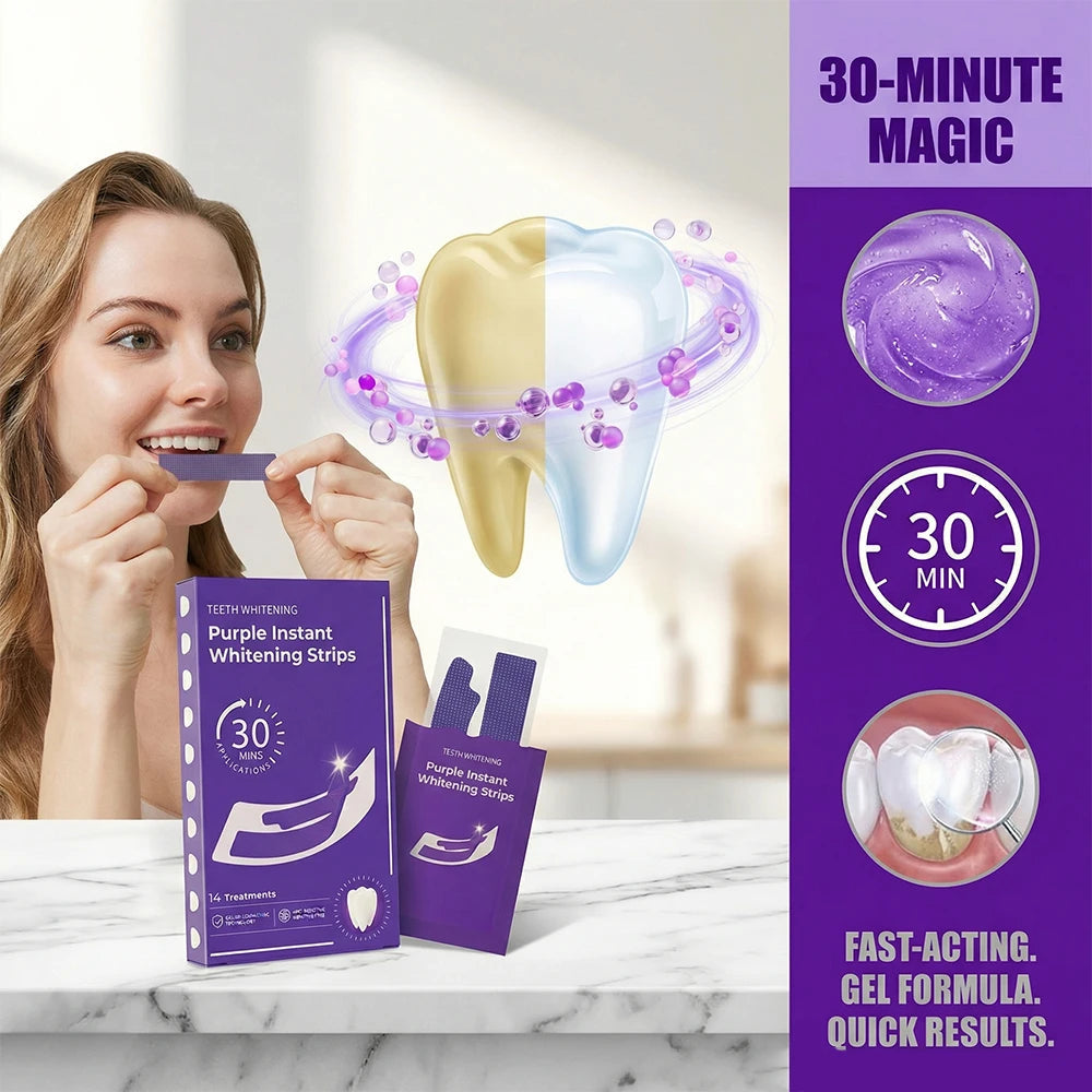 Purple Teeth Whitening Strip No Sensitive Teeth Bleaching Strip Colour Corrector Instant Teeth Clean Strip,At-Home Teeth Whiter MERALL Beauty Store