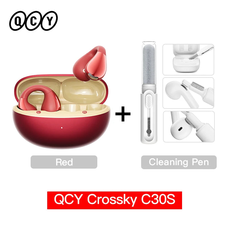 QCY Crossky C30S Clip-On Wireless Earphones Hi-Res LDAC Headphones Bluetooth 6.0 Dual-Magnet Driver Headsets 40H Sports Earbud QCY Factory Store