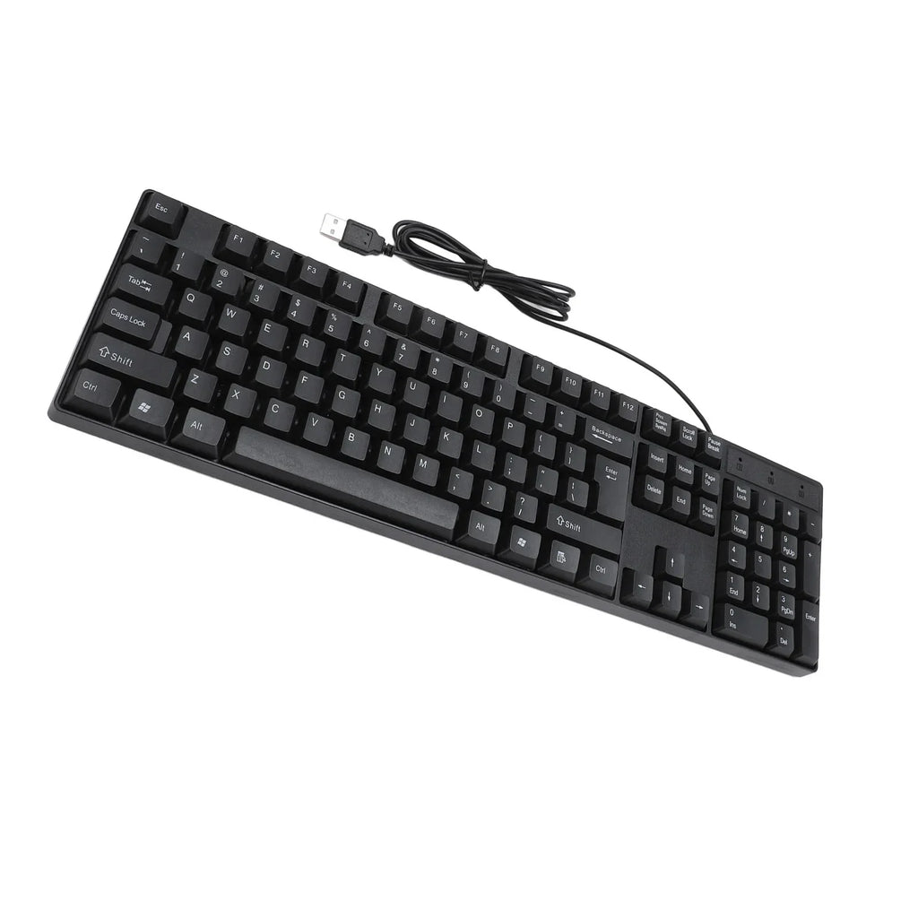 104 Keys USB Wired Keyboard English/Russian/Spanish/French Language Ergonomic Design Gaming Keyboard for Office Laptops Desktops Outstanding Electronic Store Store