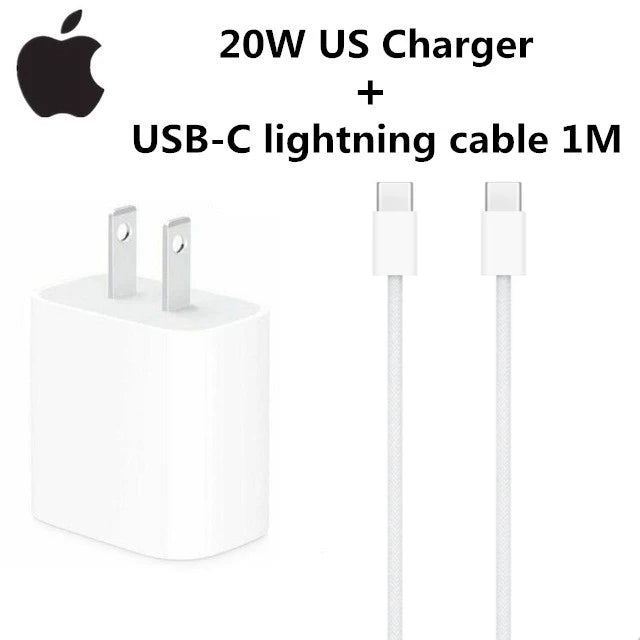 Original USB-C Power Adapter for iPhone, Type C Fast Charger, Apple Cable for iPhone 14, 13 Plus, 17, 16, 15, Mini Pro Max, 20W,