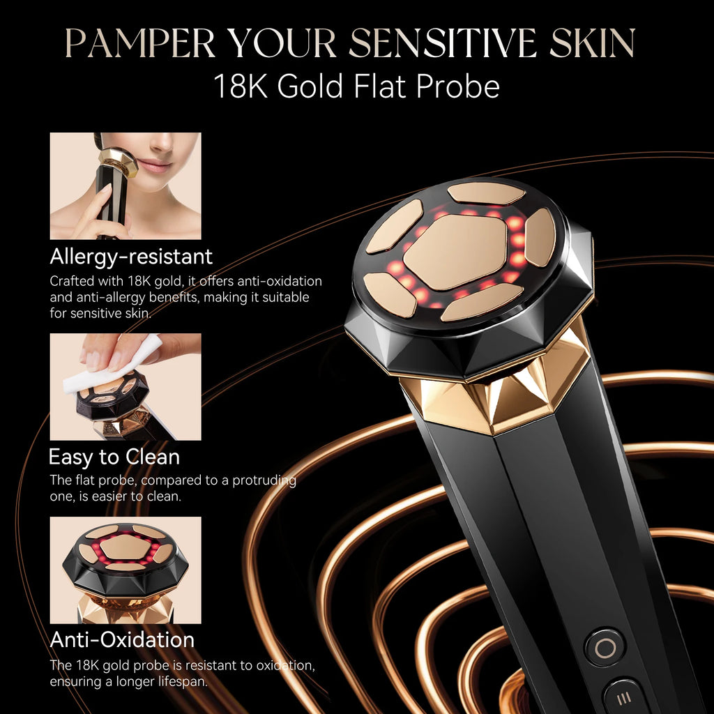 ANLAN Multifunction Skincare Device Pro 18K Gold Face Radio Frequency With Hot Cold EMS Facial Lifting Beauty Skin Care Massager Anlan Official Store