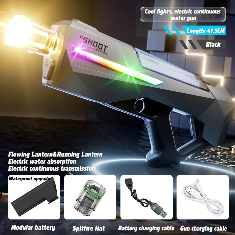 Summer Outdoor LED Fully Automatic Fire Electric Water Gun Toy, Adult Pool Battle Shooting Toy Water Gun Boy Gift Mi Duo Toy Store