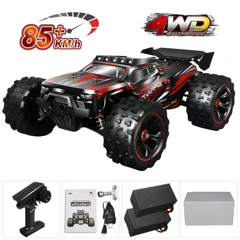 1:16 85KM/H Or 50KM/H 4WD RC Car With LED Remote Control Cars High Speed Drift Monster 4x4 Truck for Kids vs Wltoys 124017 Toys BAOEN Official Store