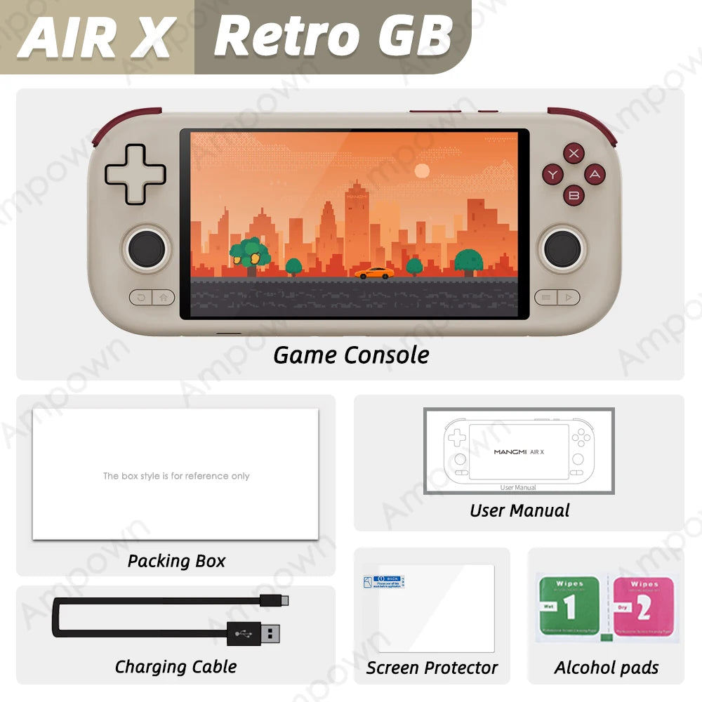 MANGMI AIR X Handheld Game Console Qualcomm Snapdragon 662 5.5'' Touchscreen Android 14 Active Cooling Fan 15W Fast Charging RGB Ampown Store