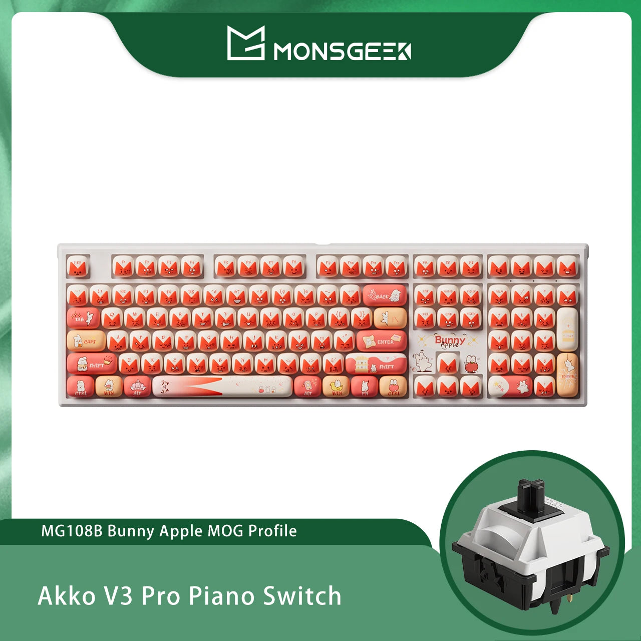 Akko MonsGeek MG108B Bun Wonderland Wireless Mechanical Keyboard MOG Profile RGB 108 Keys Full Size Hot Swap USB / 2.4G / BT 5.0 AKKO Official Store