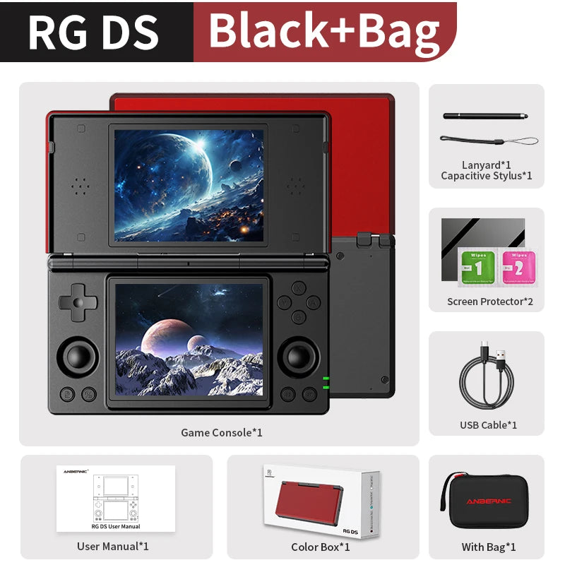 Anbernic RG DS Handheld Game Console 4" IPS Dual Screen Android 4000mAh Flip Video Games Player Supports RixelHK Wifi Streaming Anbernic Direct Store