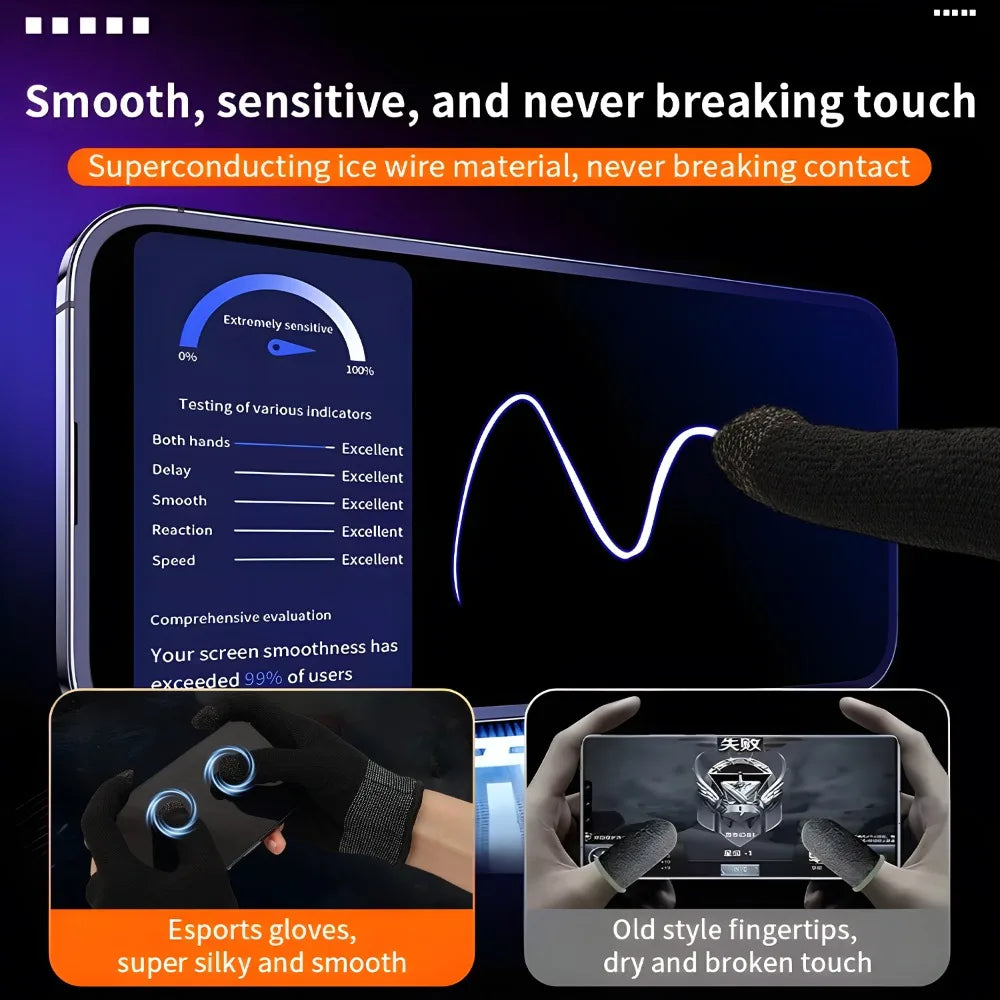 Sweat-Proof Game Gloves Luminous Finger Sleeve Breathable Finger Cots Cover Sensitive Mobile Touch Glove for PUBG Phone Games Exploring 3C Store
