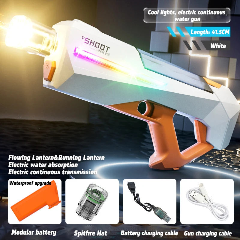 Summer Outdoor LED Fully Automatic Fire Electric Water Gun Toy, Adult Pool Battle Shooting Toy Water Gun Boy Gift Mi Duo Toy Store