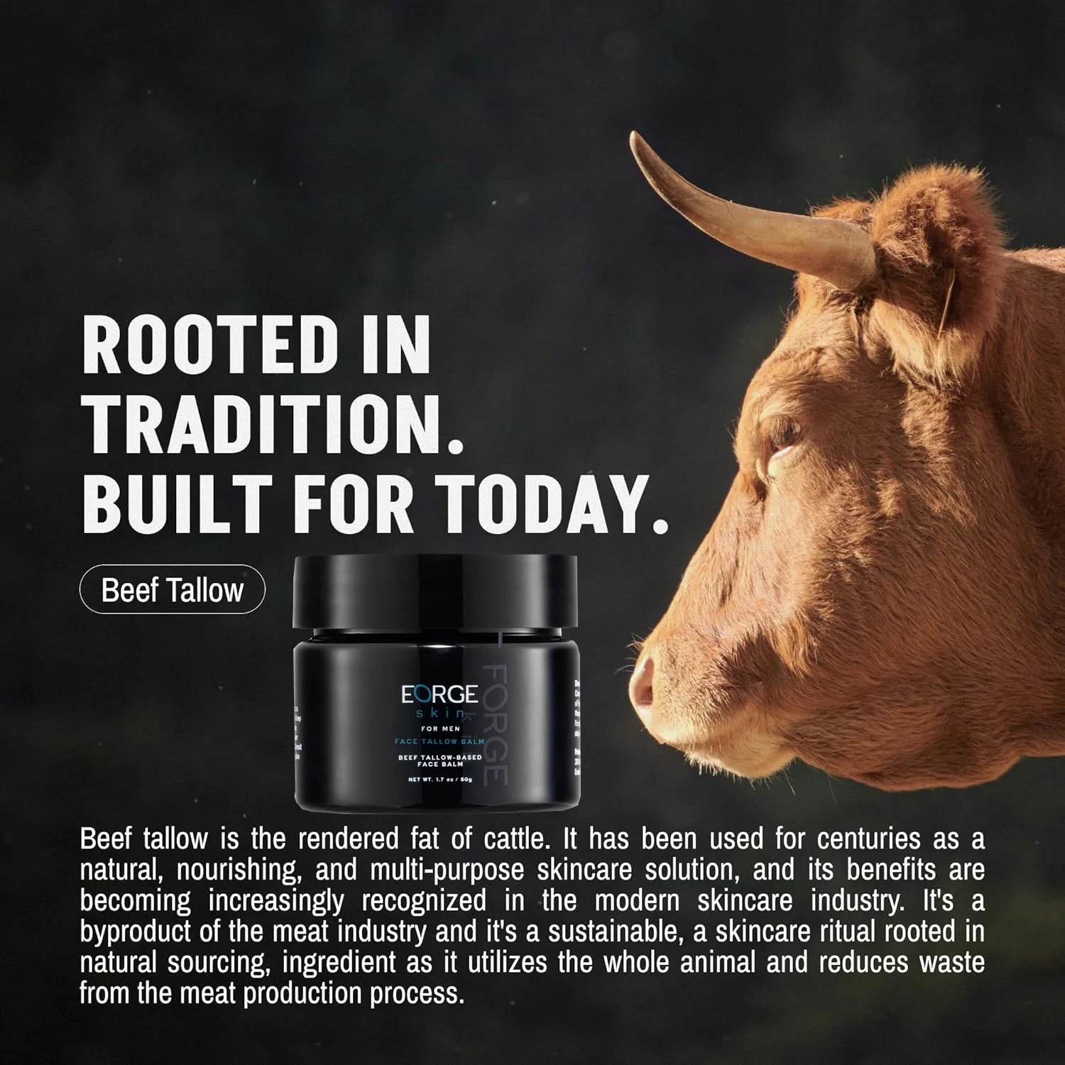Wrinkle Defense Beef Tallow Balm for Men Moisturizer for Face Hydrating Anti Aging Cream Natural Skincare with Essential Oils Shiny Factory Store