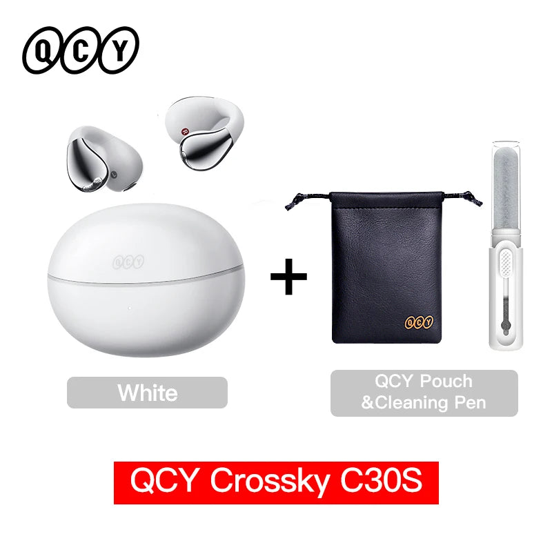 QCY Crossky C30S Clip-On Wireless Earphones Hi-Res LDAC Headphones Bluetooth 6.0 Dual-Magnet Driver Headsets 40H Sports Earbud QCY Factory Store