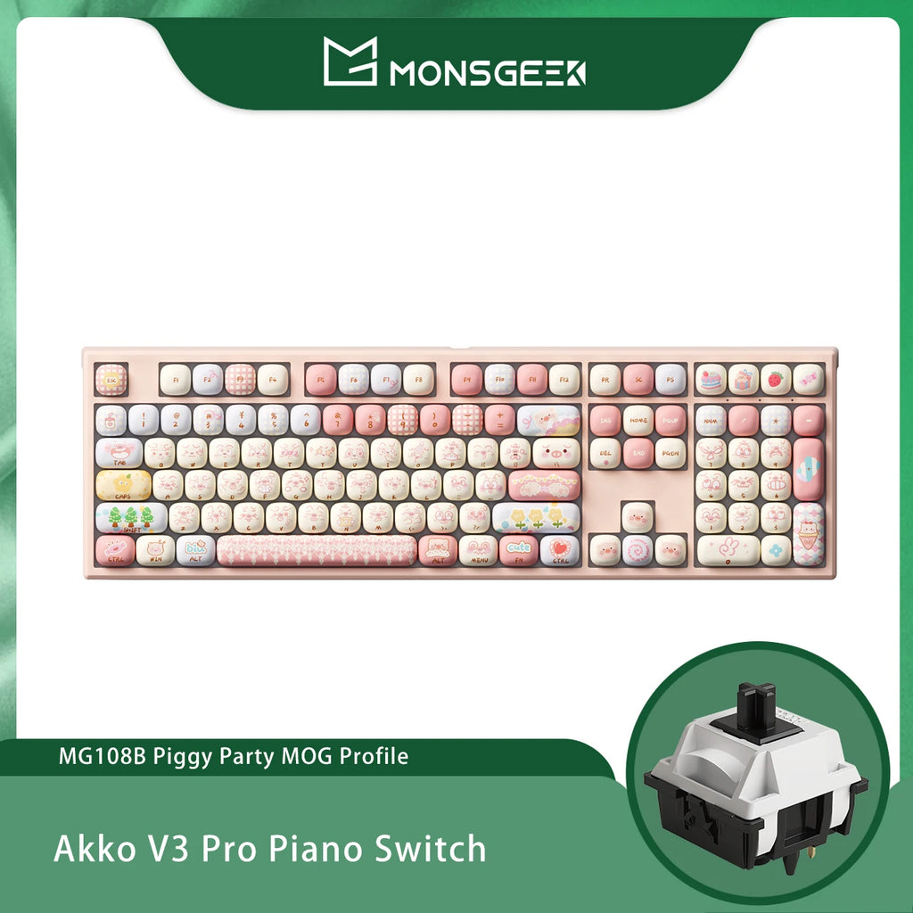 Akko MonsGeek MG108B Bun Wonderland Wireless Mechanical Keyboard MOG Profile RGB 108 Keys Full Size Hot Swap USB / 2.4G / BT 5.0 AKKO Official Store