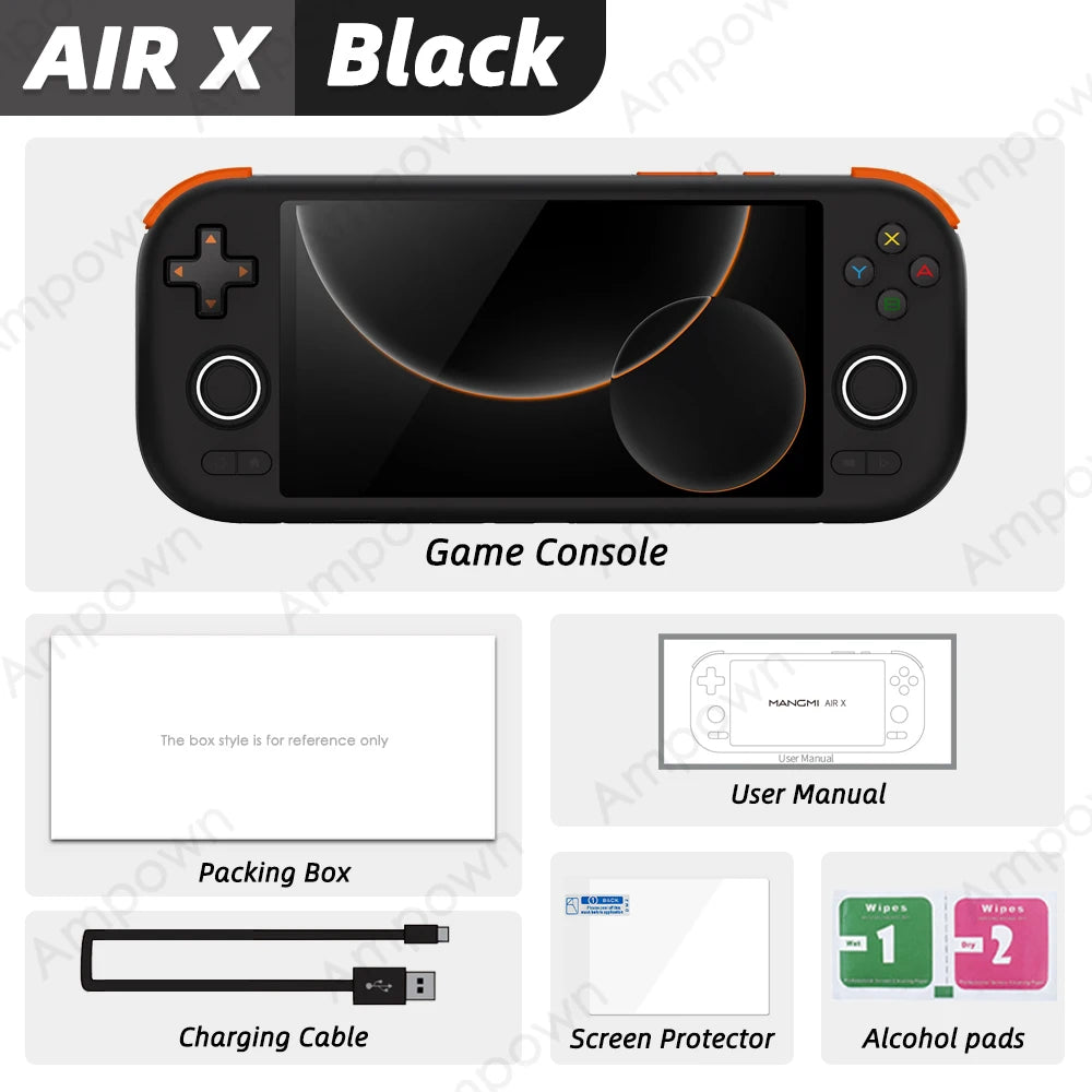 MANGMI AIR X Handheld Game Console Qualcomm Snapdragon 662 5.5'' Touchscreen Android 14 Active Cooling Fan 15W Fast Charging RGB Ampown Store