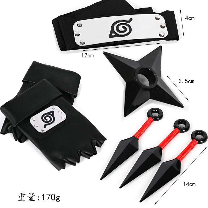 Ninja Set Combination Assembly Flag Maple Roleplaying Kakashi Gloves Kunai Forehead Protector Bandana Performance Costume cos school party Store