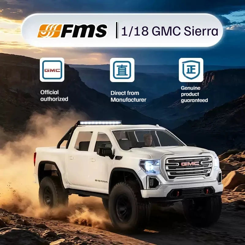 FMS 1:18 FCX18S GMC Sierra S Rc Car Brushless 4WD High Speed Off-road Vehicle All-metal Chassis RTR FMS FCX18-S Toys Gifts Global Remote Control Toy All Range Store