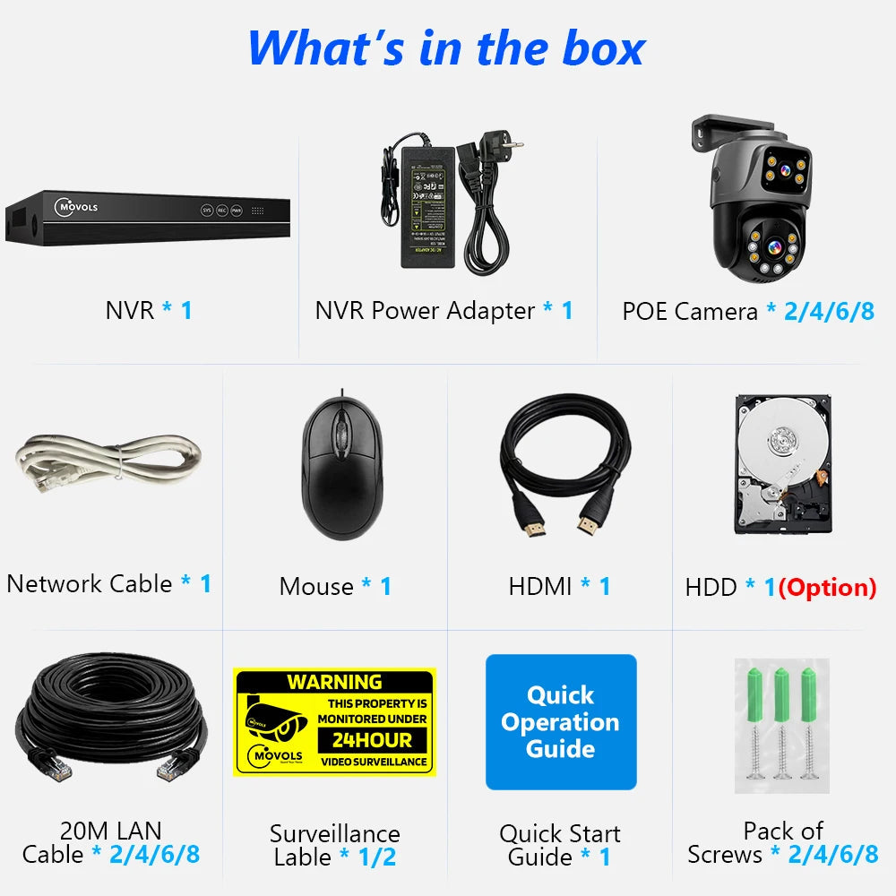 Movols 6MP XMEYE POE Surveillance System Dual Lens PTZ Two Way Audio POE Security Camera System 16CH NVR Video Surveillance Kit Movols Guard your home Official Store